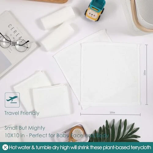Детские мочалки 6 шт., 10x10 дюймов Небесно мягкие белые мочалки для лица и тела, Нежные и безопасные полотенца для лица для чувствительной кожи, Подарки для душа для новорожденных, детей младшего возраста и детей - 8