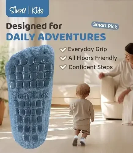 Детские носки Baby Mid-Crew с захватами (9 пар) для малышей 0-7 лет, мальчиков и девочек - 4