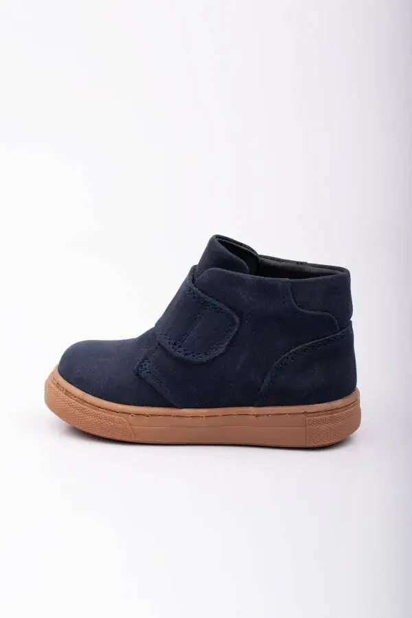 Детские ортопедические ботинки из натуральной кожи, темно-синего цвета, на липучке. - 3