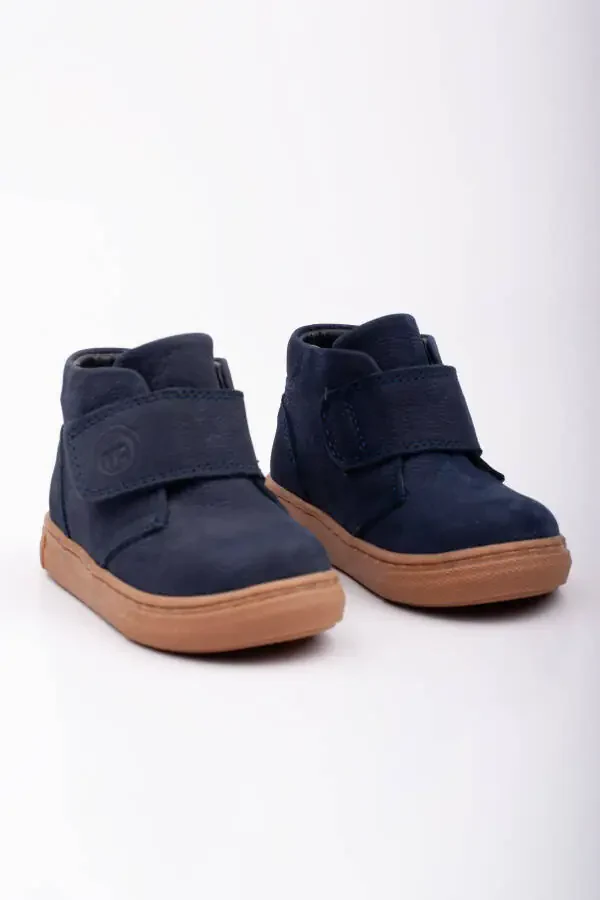 Детские ортопедические ботинки из натуральной кожи, темно-синего цвета, на липучке. - 4