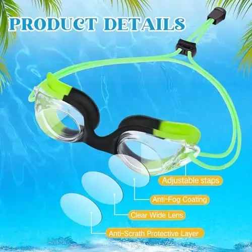 Детские плавательные очки Umigy Kids Swim Goggles, без протечек, с противотуманным покрытием, для заплывов, для малышей, для лета, с регулируемым эластичным ремешком. - 3