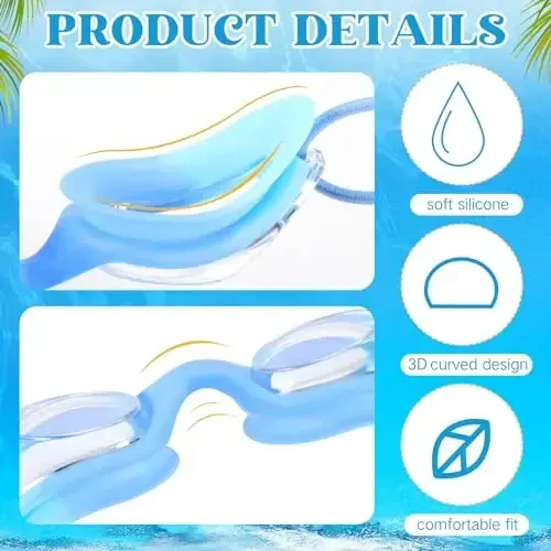 Детские плавательные очки Umigy Kids Swim Goggles, без протечек, с противотуманным покрытием, для заплывов, для малышей, для лета, с регулируемым эластичным ремешком. - 4