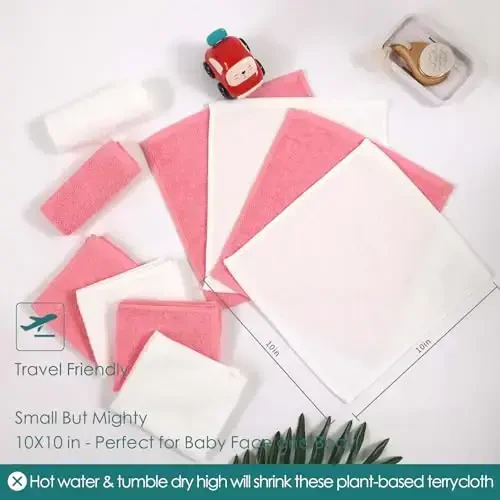 Детские салфетки для мытья 12 шт., 10x10 дюймов, Heavenly Soft Wash Cloth для лица и тела, нежное и безопасное розовое полотенце для лица для чувствительной кожи, товары первой необходимости для купания и душа для девочки, младенца, малыша, ребенка - 6
