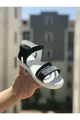 Детские сандалии Fashion, сандалии с камнями, легкая подошва Phylon, мягкая подошва, сандалии - глянцевый черный - 1