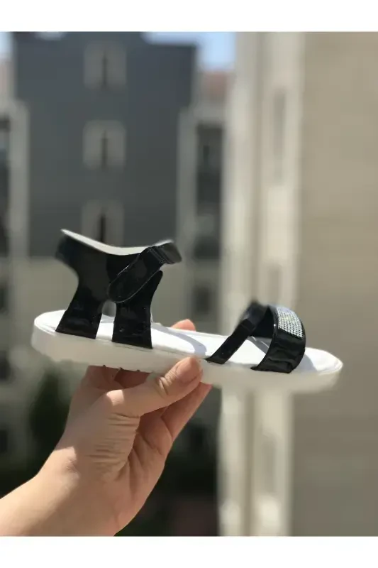 Детские сандалии Fashion, сандалии с камнями, легкая подошва Phylon, мягкая подошва, сандалии - глянцевый черный - 2