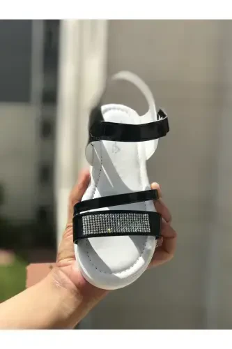 Детские сандалии Fashion, сандалии с камнями, легкая подошва Phylon, мягкая подошва, сандалии - глянцевый черный - 4