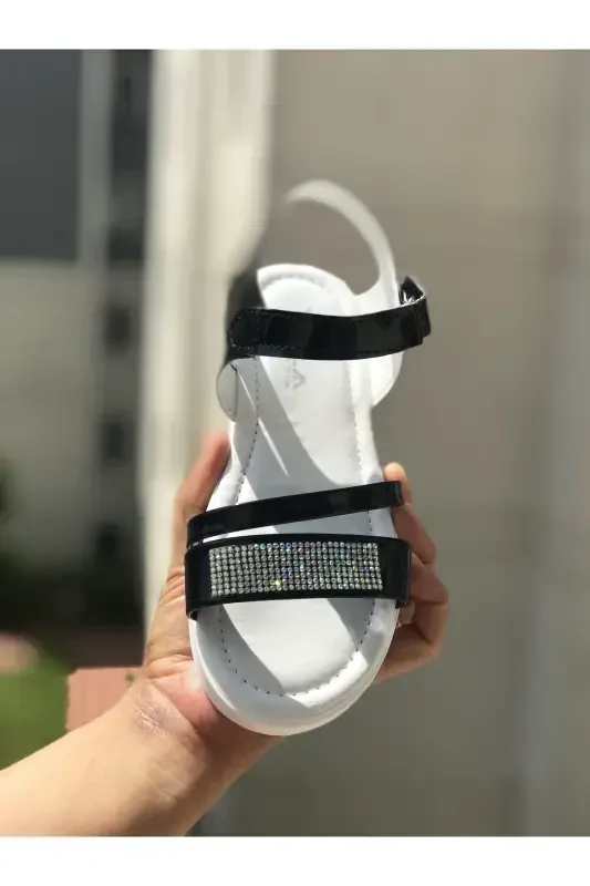 Детские сандалии Fashion, сандалии с камнями, легкая подошва Phylon, мягкая подошва, сандалии - глянцевый черный - 4