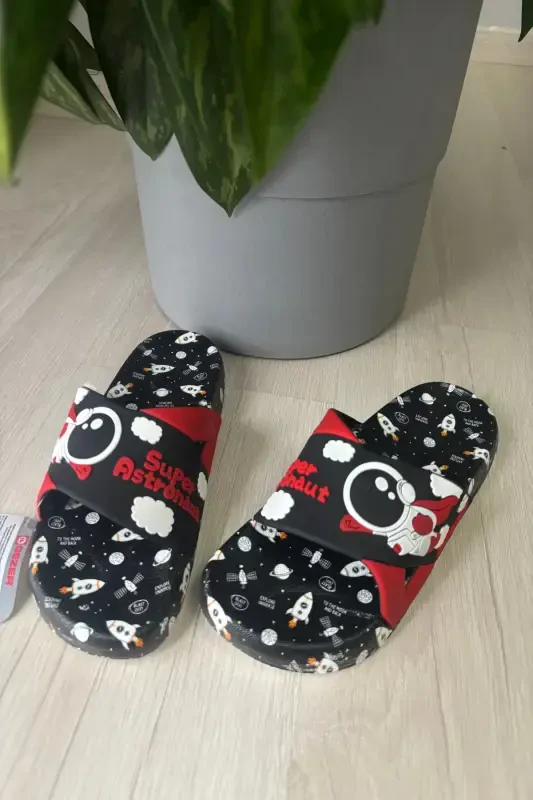 Детские шлепанцы Пляж Бассейн Морской конек Для мальчиков и девочек - Черный астронавт - 1