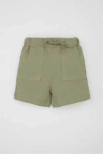 Детские шорты для мальчиков из вафельной ткани со складками Light Khaki - 1
