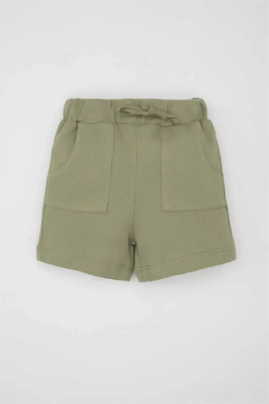 Детские шорты для мальчиков из вафельной ткани со складками Light Khaki - 1