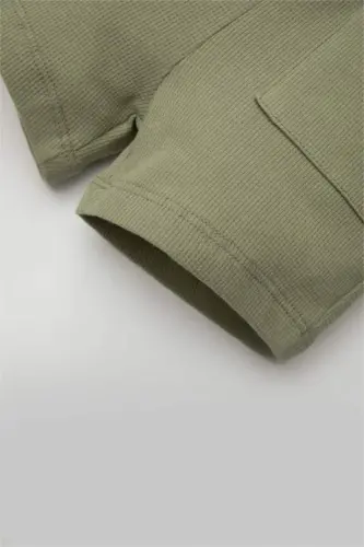 Детские шорты для мальчиков из вафельной ткани со складками Light Khaki - 3