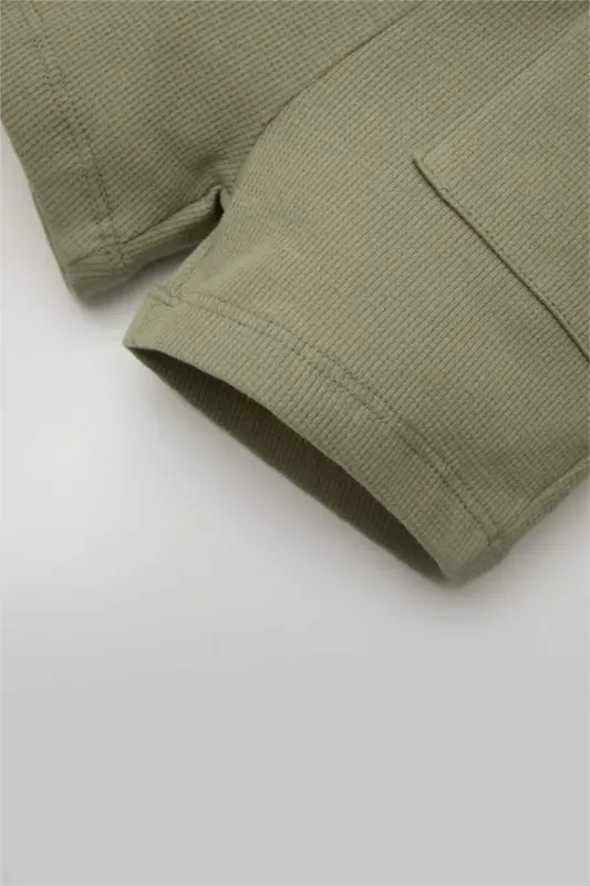 Детские шорты для мальчиков из вафельной ткани со складками Light Khaki - 3