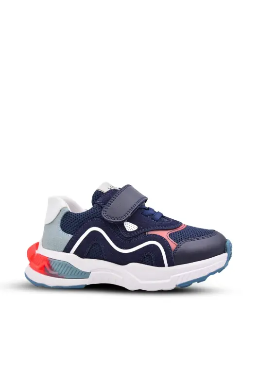 Детские спортивные кроссовки Brice из кожи с липучкой, эластичной вставкой и сетчатыми деталями, темно-синего цвета - 1