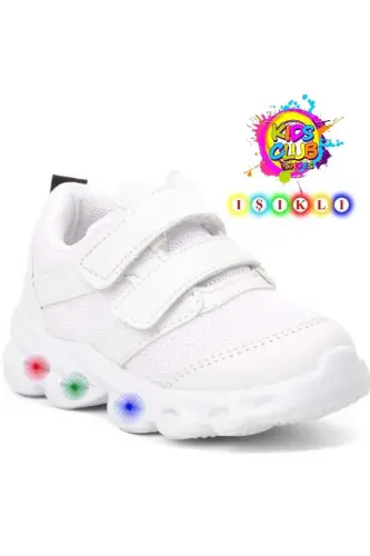 Детские спортивные кроссовки Cool Caty с подсветкой Белые 