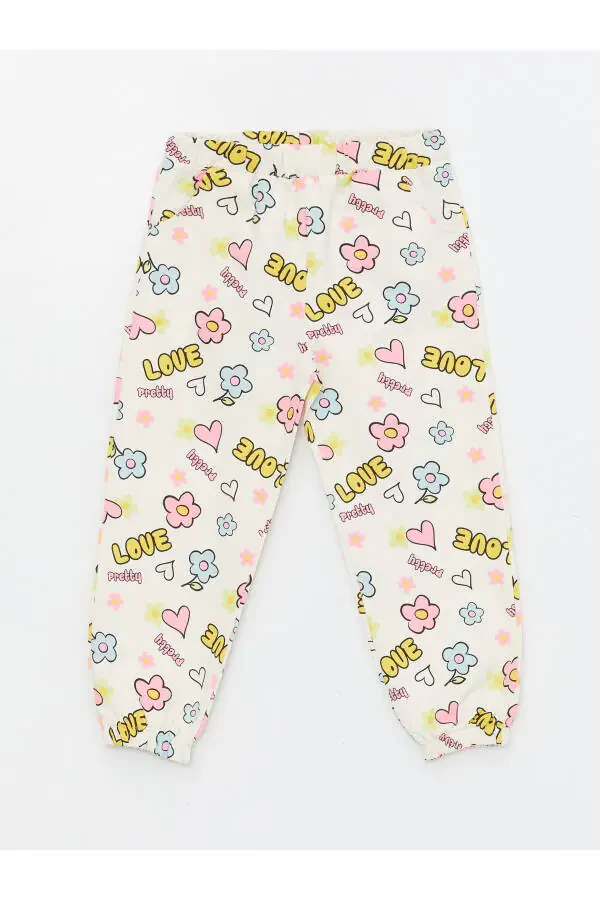 Детские спортивные штаны для девочек LCW с эластичным поясом и принтом - 1