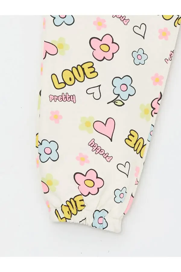 Детские спортивные штаны для девочек LCW с эластичным поясом и принтом - 3