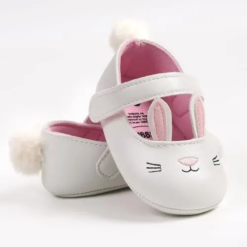 Детские туфли Antheron Baby Girls Mary Jane, мягкая подошва, мокасины, цветочные, блестящие, для малышек, принцессы. - 5