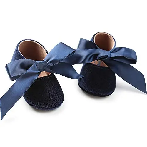 Baby Girls Mary Jane Flats Anti-Slip Rubber Sole Bow Toddler Princess Dress Shoes - 1