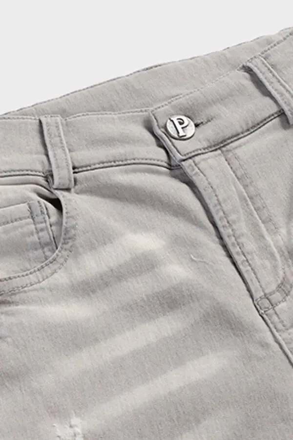 Детские вареные серые джинсы - 6