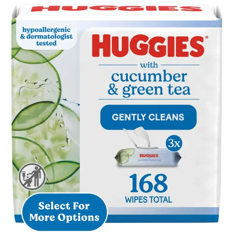 Детские влажные салфетки Huggies Natural Care Refreshing для чувствительной кожи, 3 упаковки Flip-Top (всего 168 салфеток) - 7