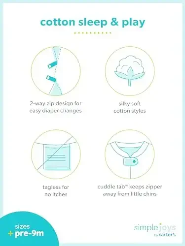 Детские хлопковые комбинезоны с ножками Simple Joys от Carter's, 2 шт. - 5