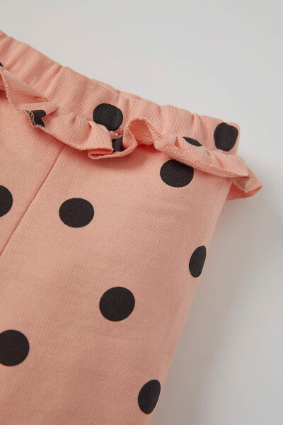 Детские хлопковые спортивные штаны для девочек с принтом в горошек и оборками - 3