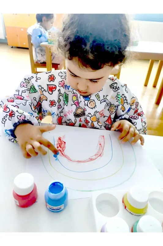 Детский фартук для творчества 4-7 лет. Водостойкий, машинная стирка, длинный рукав. - 5