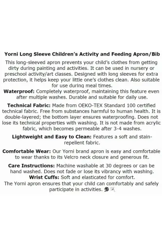 Детский фартук для творчества 4-7 лет. Водостойкий, машинная стирка, длинный рукав. - 7