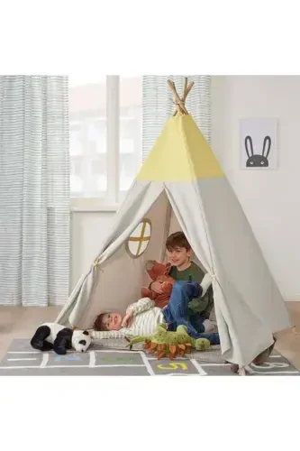 Детский игровой шатер Meridyendukkan серый-желтый 164 см складной шатер игровой дом - 6