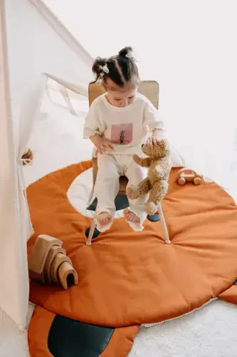 - Детский игровой вигвам + игровой коврик (игровой домик + игровой мат) GRIZZLY BEAR-КОРИЦА - DERY BABY (1)