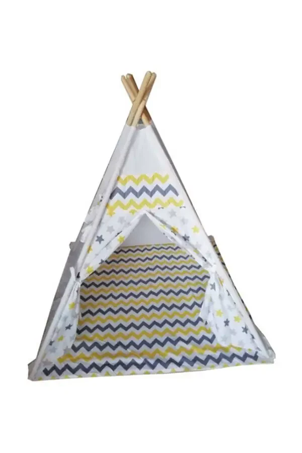 Детский игровой вигвам из дерева, с подушками и матрасом - 2