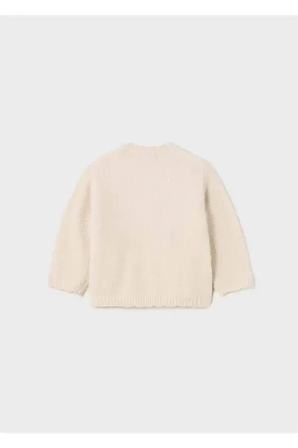 Детский кардиган для девочки с вышивкой цветов и высоким воротником - 3