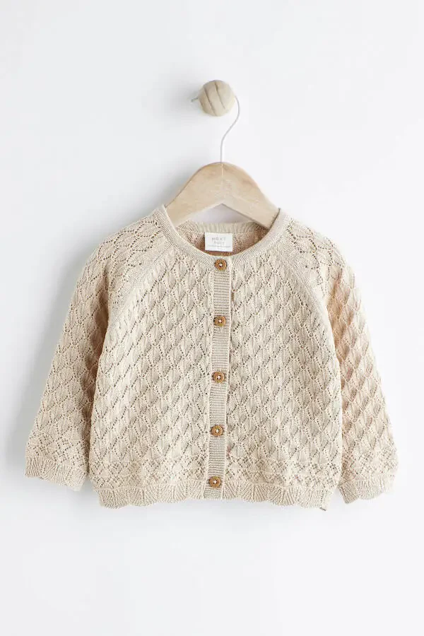 Детский кардиган из 100% хлопка кремового цвета - 1
