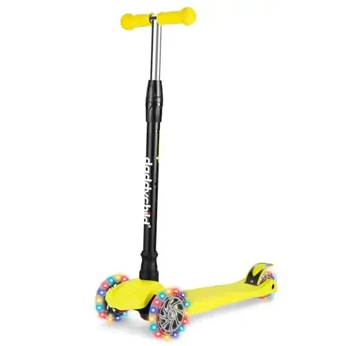 Kids Kick Scooter, 3 Wheeled Scooter for Kids, Child/Toddlers Toy, Adjustable Height, Anti-Slip Deck, Flashing Wheel Lights, for Boys/Girls 3-12 Year Old - MODAZONE