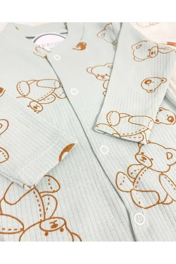 Детский комбинезон для новорожденных мальчиков с рисунком медведя, 2 предмета - 4