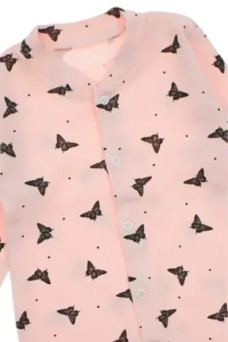 Детский комбинезон для новорожденных с принтом бабочки, 100% хлопок, эластичный, 1-3-6 месяцев - ЛОСОСЬ БАБОЧКА - 5