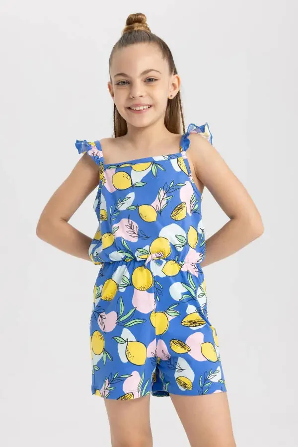 Детский комбинезон с лямками из хлопка с принтом для девочек T2733a623hs - 4