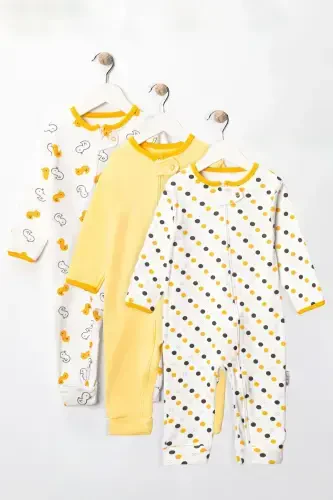Детский комбинезон с желтым цыпленком, набор из 3 предметов - 1