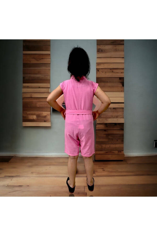 Детский комбинезон-шорты для девочек/с карманами на пуговицах/короткий комбинезон - 3