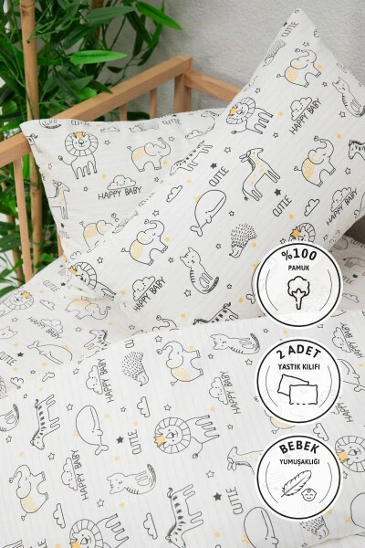 Детский комплект постельного белья Happy Baby 100% хлопок - белый - 2