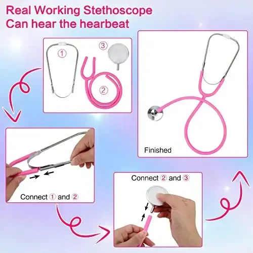 Детский костюм врача ANPHILE, белый халат для детей, костюм для дня карьеры для малышек и детей. - 4