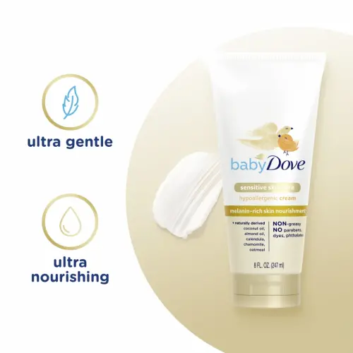Детский крем Baby Dove Sensitive с высоким содержанием меланина для новорожденных, гипоаллергенный, питательный, увлажняющий, 8 унций - 10