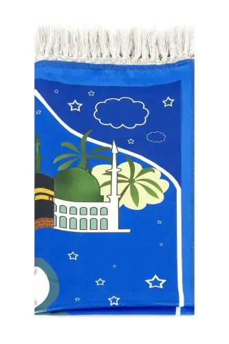 Детский молитвенный коврик с цифровой печатью - Kabeli с воздушными шарами, темно-синий цвет - 44 X 78 см - Kabeli с воздушными шарами, темно-синий - 2