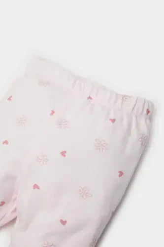 Детский набор для девочек (4 предмета): футболка с длинным рукавом, распашонка с коротким рукавом, штанишки с резинкой на поясе, шапочка. E2388A - 6