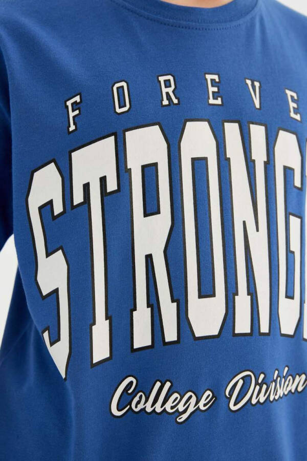 Детский набор для мальчика: футболка с коротким рукавом с принтом + шорты, 2 предмета, темно-синий - 5