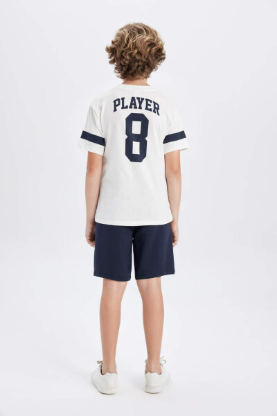 Детский набор для мальчика с футболкой с коротким рукавом и шортами с принтом 2 шт. Слоновая кость - 6