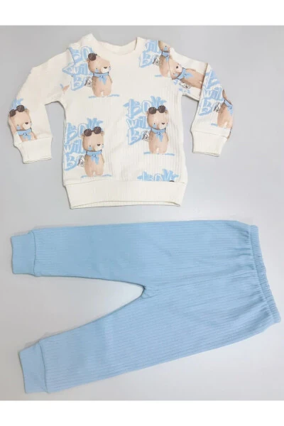 Детский набор из двух предметов из хлопковой ткани с цифровым принтом медведя на сезон - Sönmez Baby