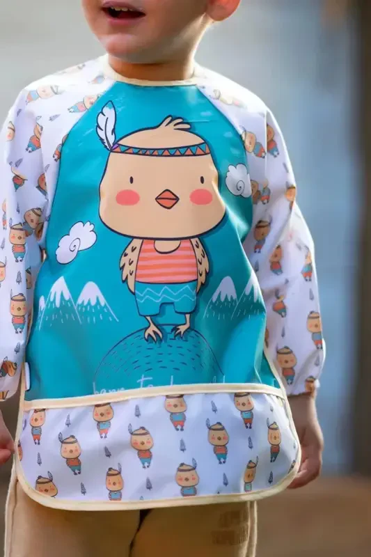 Детский непромокаемый слюнявчик с длинным рукавом 06-24 мес (с цыплятами) - 3