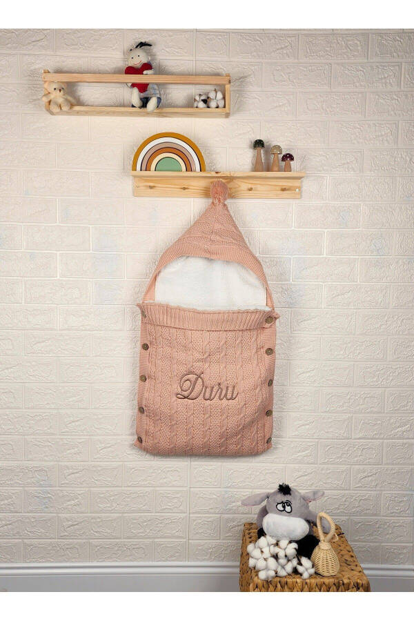 Детский плед с вышитым именем по вашему желанию, сертифицированный Oeko, трикотажный с плюшевой подкладкой - 3