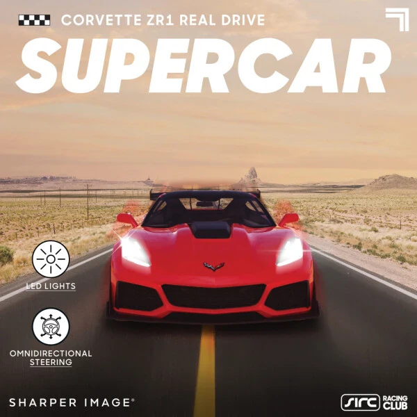 Детский радиоуправляемый Chevrolet Corvette от Sharper Image® с датчиком гравитации и светодиодной подсветкой, красно-чёрный - 6